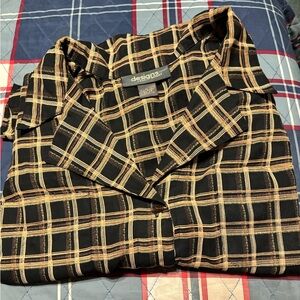 Designs by Lane Bryant Sz 26/28 Black and Tan Plaid Shirt